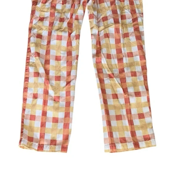 Free People She’s All That Orange Yellow Picnic Gingham Checker Crop Pants - 8 - Picture 11 of 15